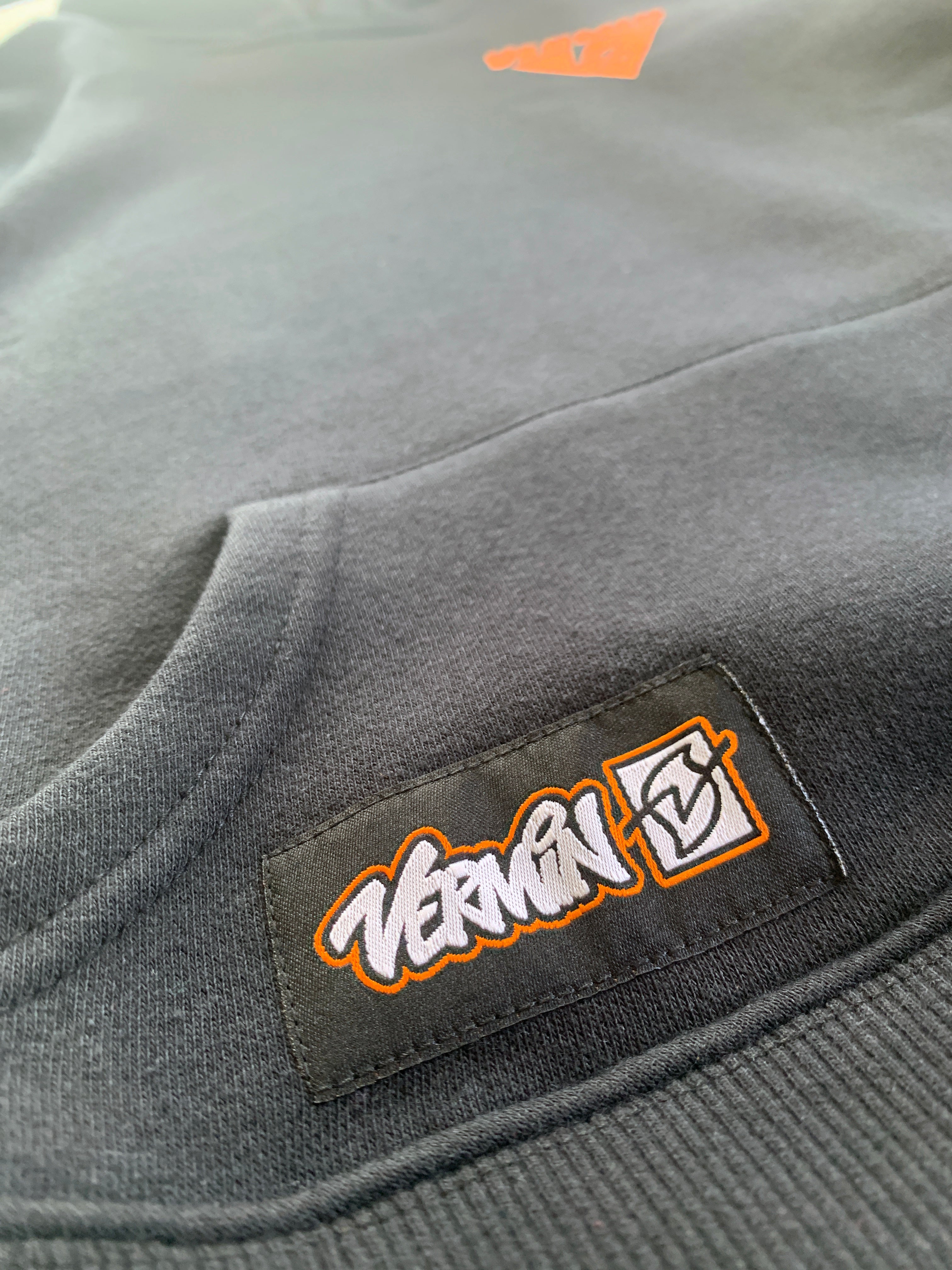 RKO Ultra Heavyweight Youth Hoodie (Black With Orange Print)