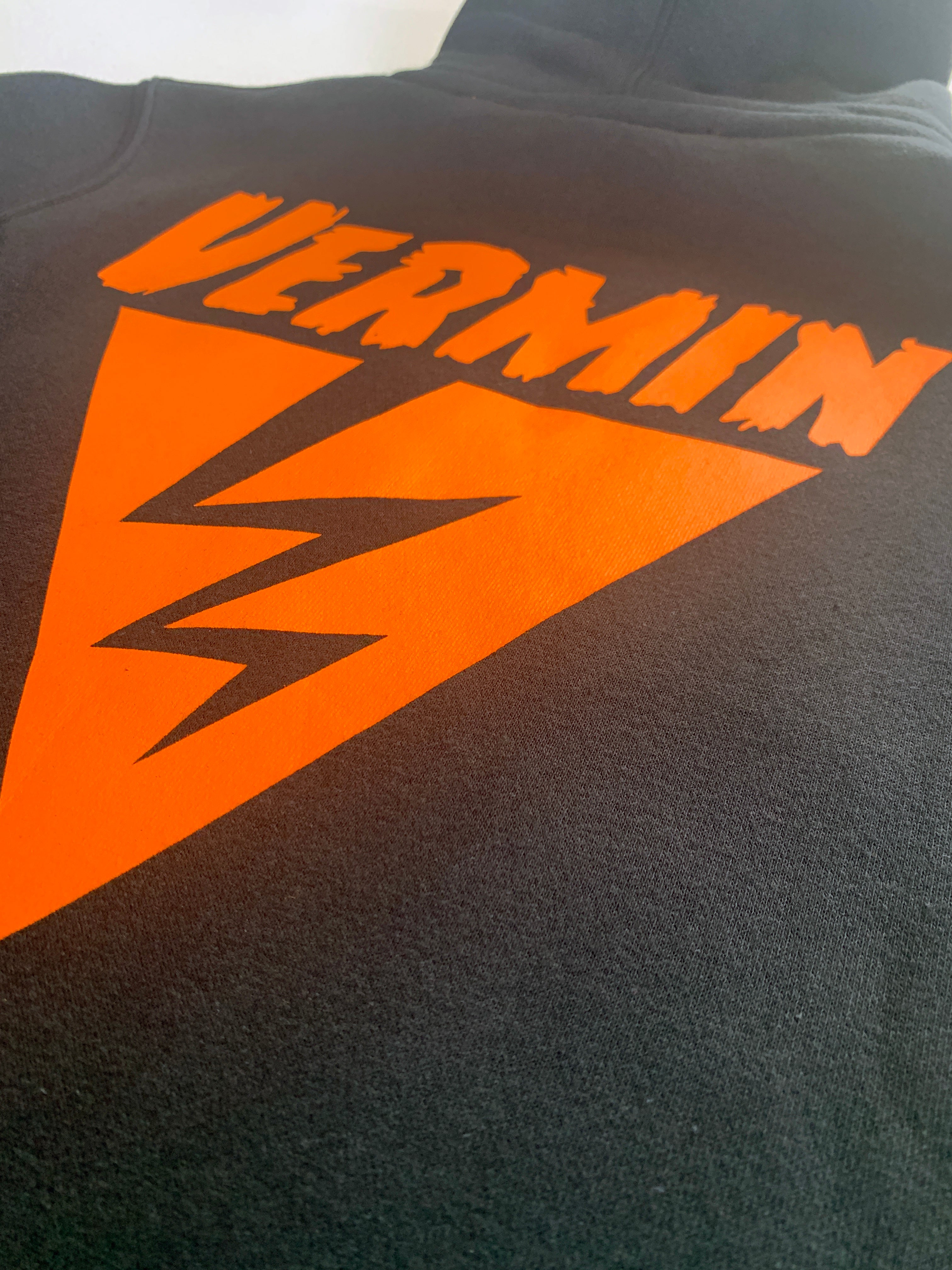 RKO Ultra Heavyweight Youth Hoodie (Black With Orange Print)