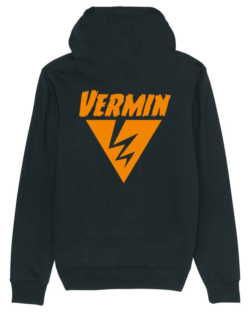 RKO Ultra Heavyweight Youths Hoodie (Black With Orange Print)
