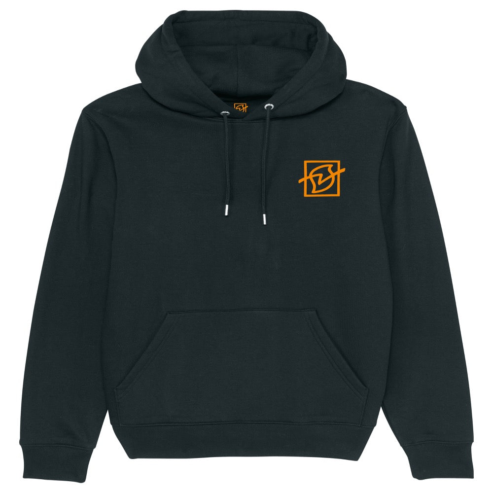 RKO Ultra Heavyweight Youths Hoodie (Black With Orange Print)