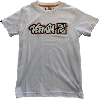 Vermin" LOGO Unisex Youth 100% Organic Cotton T shirt (White)